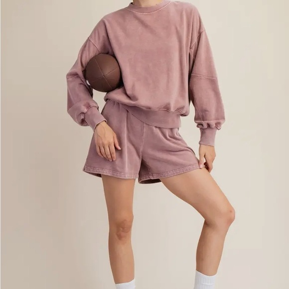rae mode Tops - Women's Mineral Wash Spiced Chai Sweatshirt and Shorts set